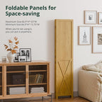4 Panel Folding Room Divider, Solid Wood Privacy Screen, Freestanding Partition - Image 4