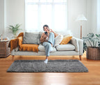 2x6 Grey Runner Rugs for Bedroom Living Room, Fluffy Bedside Hallway Throw Area - Image 6