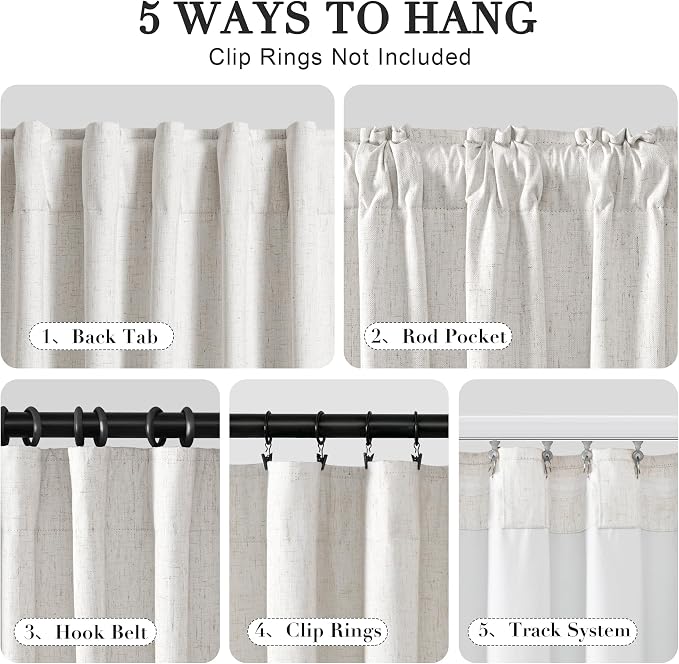 Joywell 100% Blackout Linen Curtains 84 Inch Long - Image 2