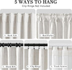 Joywell 100% Blackout Linen Curtains 96 Inch Long - Image 2
