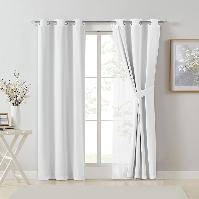 Bujasso White Full Blackout Curtain Panels - Image 8
