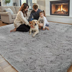 6x9 Shag Area Rug for Living Room, Light Grey Soft Plush Fluffy Carpet | - Image 3