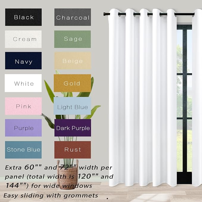 KOUFALL 96 Inch Curtains 2 Panel Set, Semi Blackout Extra Wide Living Room - Image 4
