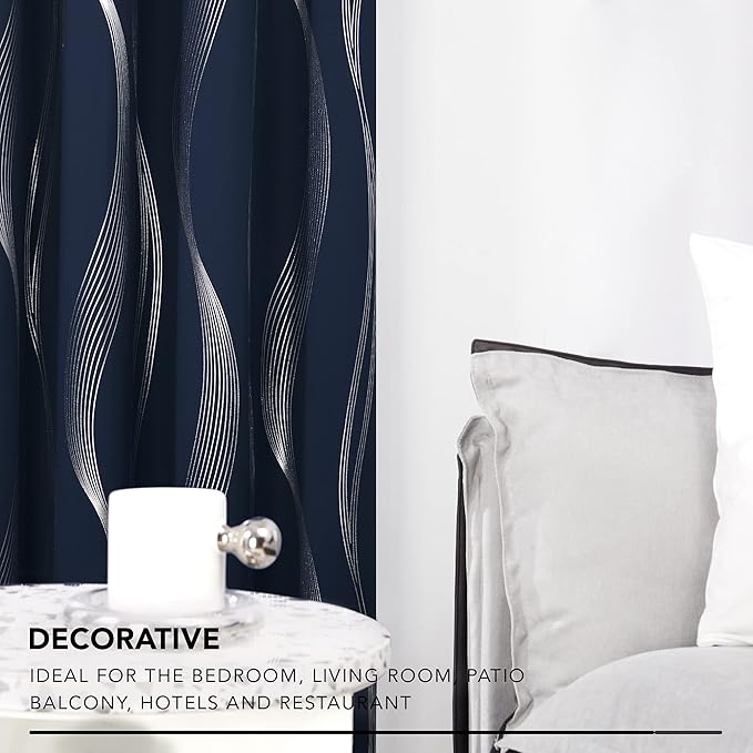 Deconovo Curtains for Living Room, Pattern Blackout Curtains 63 Inches Long | - Image 3