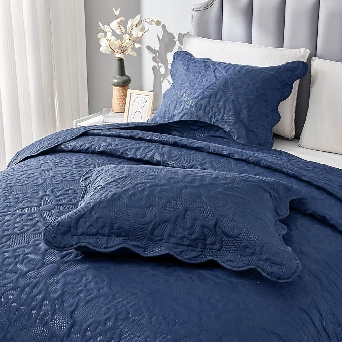 Kingnex Oversized King Bedspreads 128x120 Navy | Lightweight, Extra Wide Quilt - Image 6