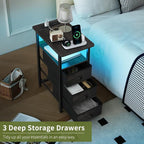 Yoobure End Table with Charging Station, LED Narrow Side Table Bedside Table - Image 6