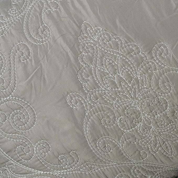 Home Soft Things Damask 4 Piece Bedspread Set, Scalloped Edge Reversible - Image 5