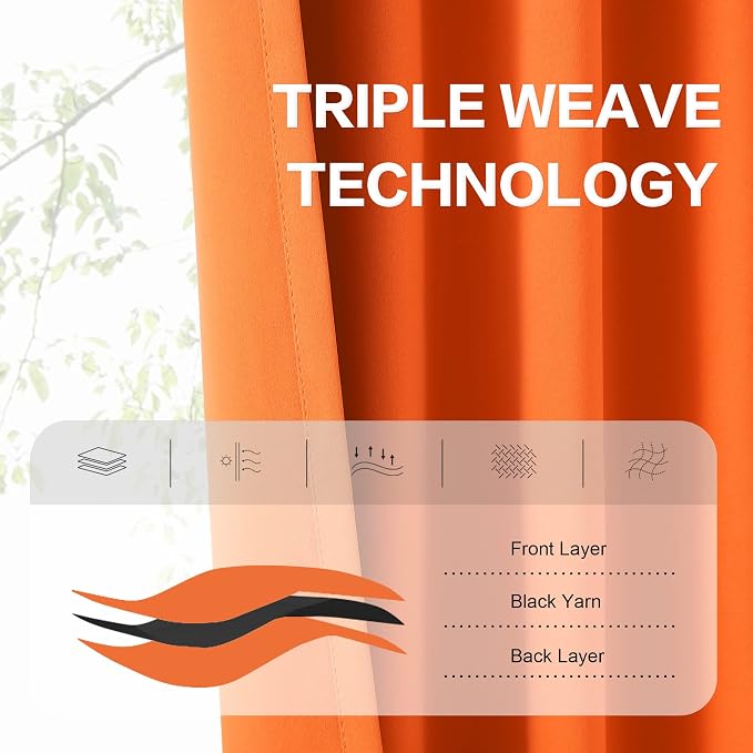 Orange Blackout Curtains 45 Inches Long - Image 4