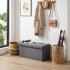 DUMOS 30 Inch Foldable Storage Ottoman Bench, Linen Fabric Hidden Storage Chest - Image 7