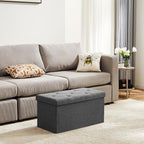 DUMOS 30 Inch Foldable Storage Ottoman Bench, Linen Fabric Hidden Storage Chest - Image 8
