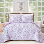 WONGS BEDDING Botanical Quilt King Size, 3 Pieces Bedspread Set, Polyester by WONGSBEDDING