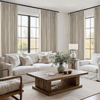 Pinch Pleated Full Blackout Linen Curtains 120 Inch - Image 7