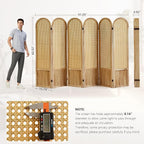 Rattan Room Divider, 6 Panel Folding Room Screen Divider, Natural | Woven - Image 3