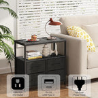 TUTOTAK Large Night Stand with Charging Station | Bedside Table with USB and - Image 7