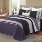 Dinjoy Striped Quilts Queen Size, Fall Bedspread Bedding Set by DINJOY