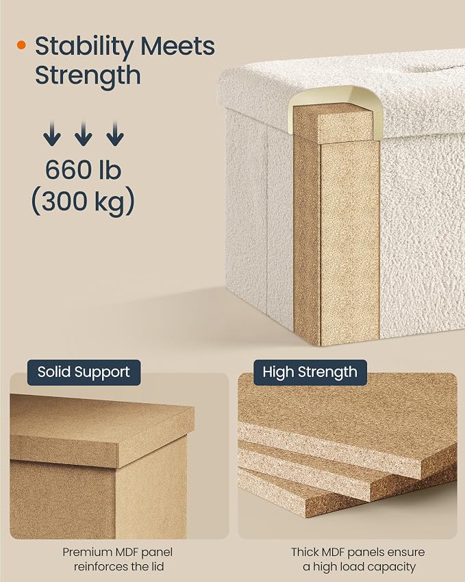 SONGMICS Small Folding Storage Ottoman, Foot Rest Stool, Ottoman - Image 6
