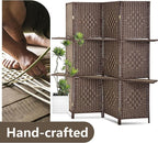 FDW Room Divider 4 Panel Wooden Screen Folding Portable Partition Screens Wood - Image 6