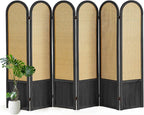 6 Panel Rattan Room Divider Screen, Boho Folding Privacy Screen | Decorative - Image 9