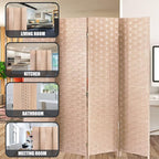Room Divider, 4 Panels 6FT Folding Privacy Screen Room Divider Wall Wood Mesh - Image 6