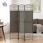 HOMCOM 3 Panel Room Divider, Folding Privacy Screen, Dark Gray | Room Separator - Image 2