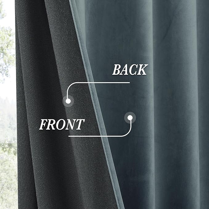 RYB HOME Velvet Curtains 96 inches Long - Image 3