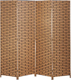 Room Divider Wall Divider 6FT 4 Panels Wood Mesh Hand-Woven Indoor Room Screen by Dopinmin