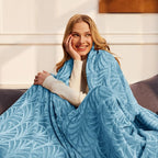Whale Flotilla Soft Flannel Fleece King Size Bed Blanket, Stone Blue | Cozy - Image 2