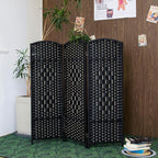 3 Panel Black Rattan Room Divider - Image 3