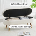 IAFIKE Oval Storage Bench 43.5" Ottoman Bench Upholstered Boucle Fabric - Image 6