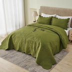 Kingnex Oversized King Bedspreads 128x120 Olive Green | Lightweight, Extra Wide - Image 2