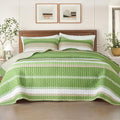 Whale Flotilla Reversible Green Print Quilts Queen Size by WHALEFLOTILLA