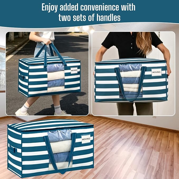 VENO Moving Bags, Wide Open Top, Classic Navy Stripe, 10 Pack | Moving boxes - Image 5