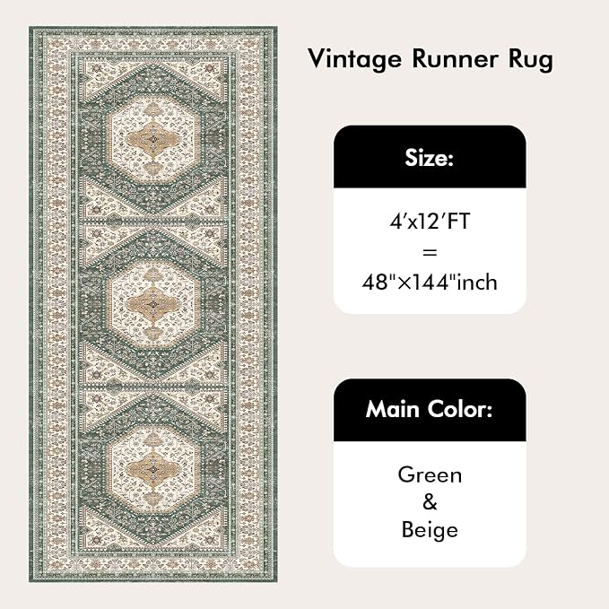 4x12 Washable Hallway Runner Rug - Image 9
