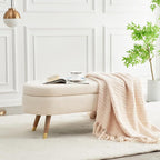 IAFIKE Oval Storage Bench 43.5" Ottoman Bench Upholstered Boucle Fabric by ABrandwithtemperature