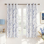 NICETOWN Navy Blue Branch White Curtains by NICETOWN