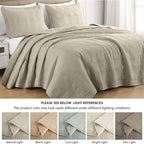 Chezmoi Collection Kingston King Size Bedspread Set, 3-Piece Khaki Oversized - Image 5