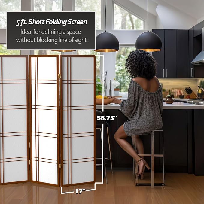 Red Lantern 5 ft. Tall Double Cross Shoji Screen - Image 5