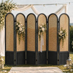 6 Panel Rattan Room Divider Screen, Boho Folding Privacy Screen | Decorative - Image 8