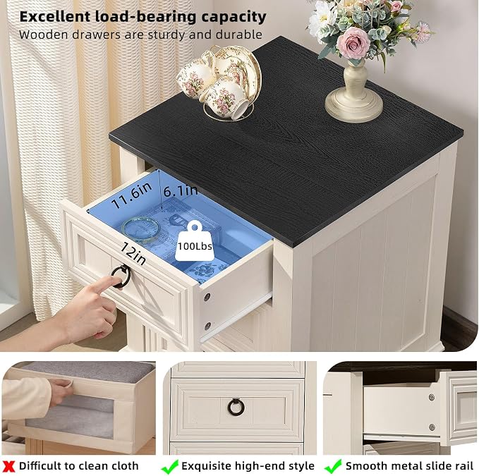 Joaxswe Farmhouse Nightstand Set 2 - Image 8