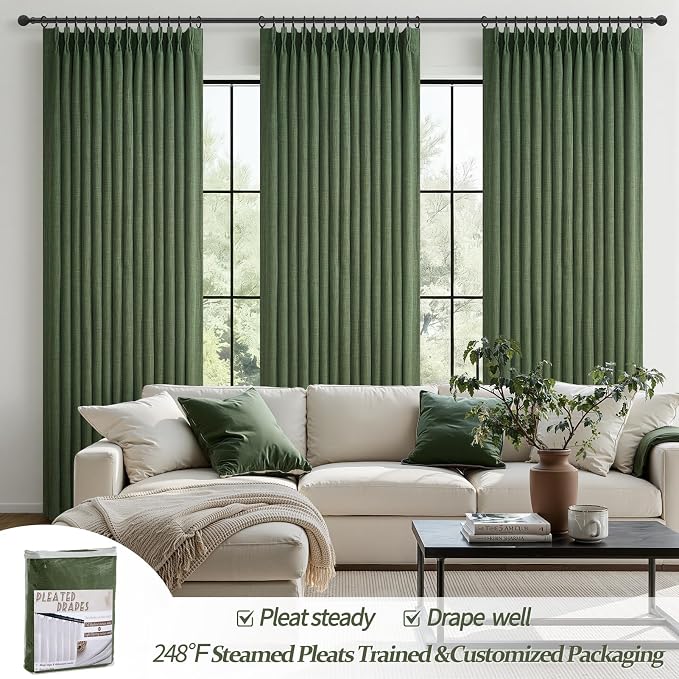 Blackout Dark Green Viral Curtains 90 Inches Long - Image 5