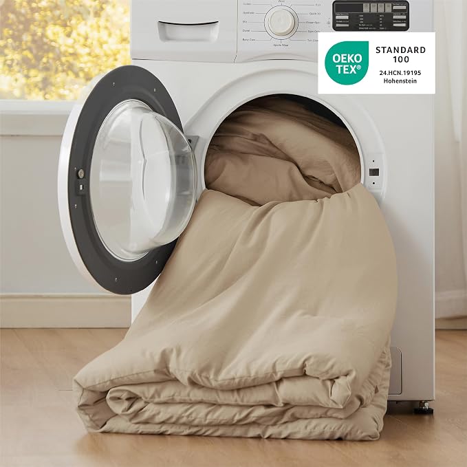 Bedsure King Comforter Set, Khaki Soft Prewashed Bedding - Image 5