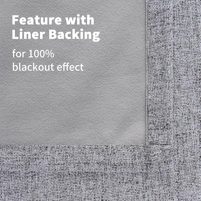 YoungsTex Grey Linen Blackout Curtains - Image 7