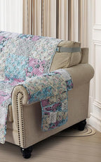 Brilliant Sunshine Lilac & Egg Blue Rose Couch Armrest Cover, Armrest Organizer - Image 5