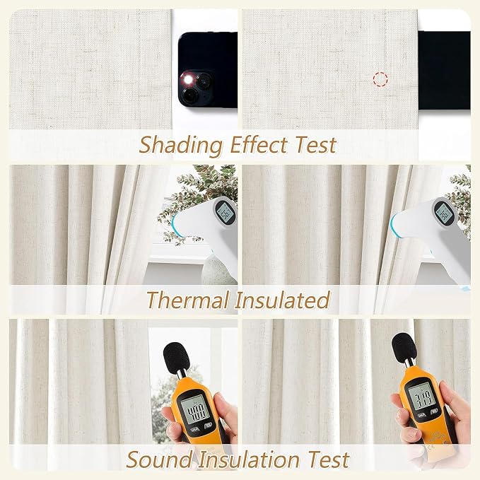 Extra Long 100% Blackout Linen Curtains - Image 6