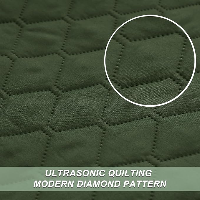 Exclusivo Mezcla Reversible Full Queen Quilt Bedding Set, Olive Green | - Image 4