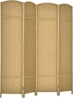 HOMCOM Room Divider 4 Panel Folding Privacy Screen 5.6' Tall Black | Folding PP by HOMCOM