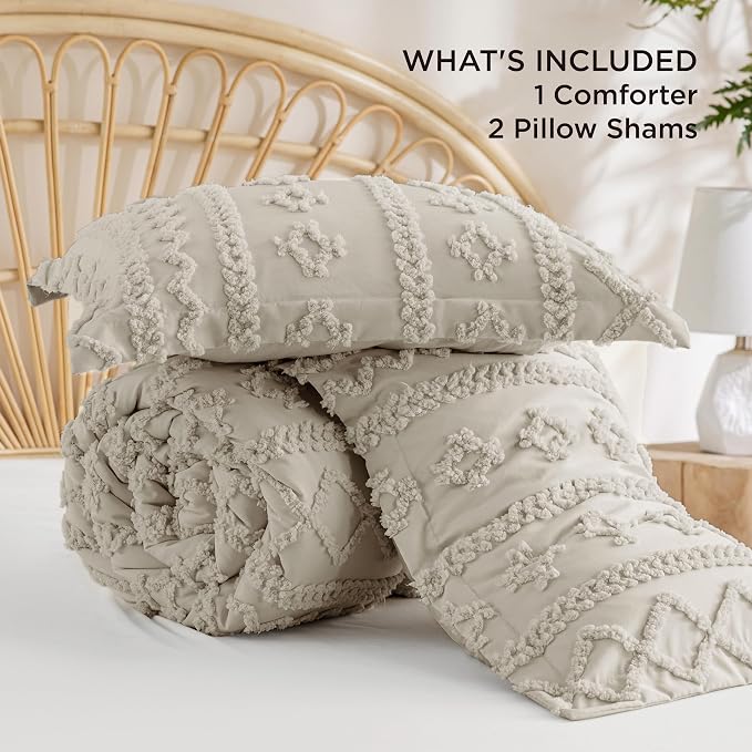 Bedsure Tufted Boho Comforter Set King Size - Image 8