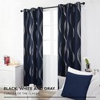 Deconovo Curtains for Living Room, Pattern Blackout Curtains 63 Inches Long | - Image 3