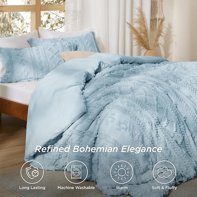 Bedsure Tufted Boho Comforter Set King Size - Image 2