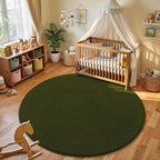 Olive Green Round Area Rugs 4ft Circle Rugs - Image 8